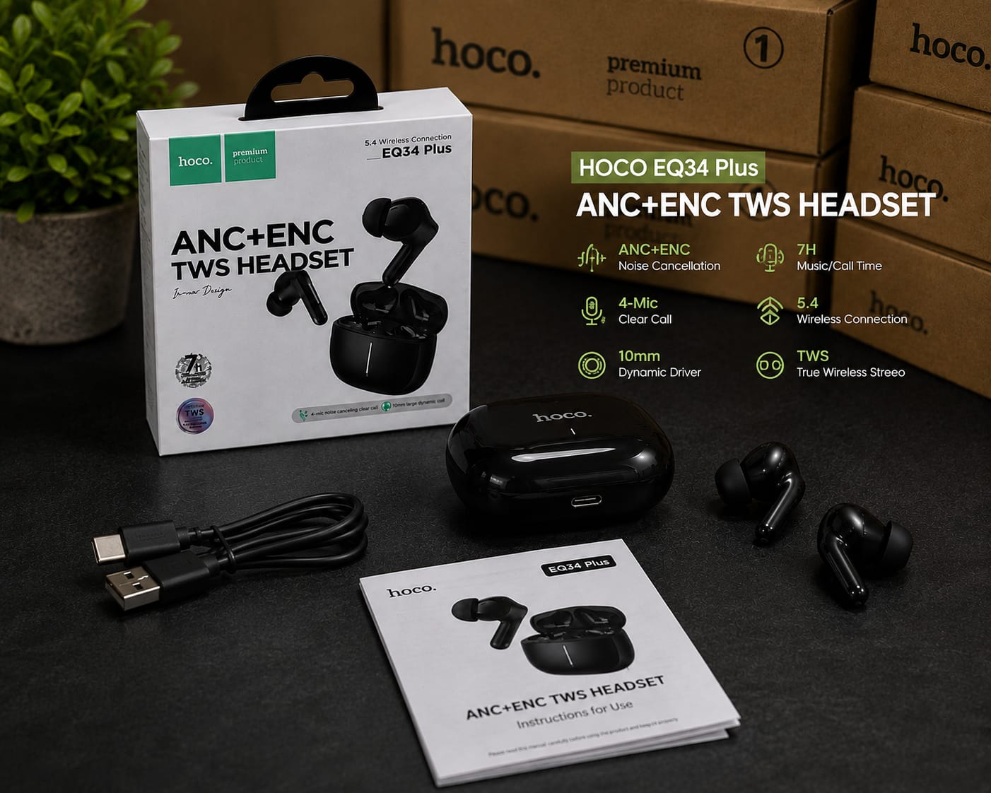 HOCO EQ34 Plus ANC+ENC TWS Headset