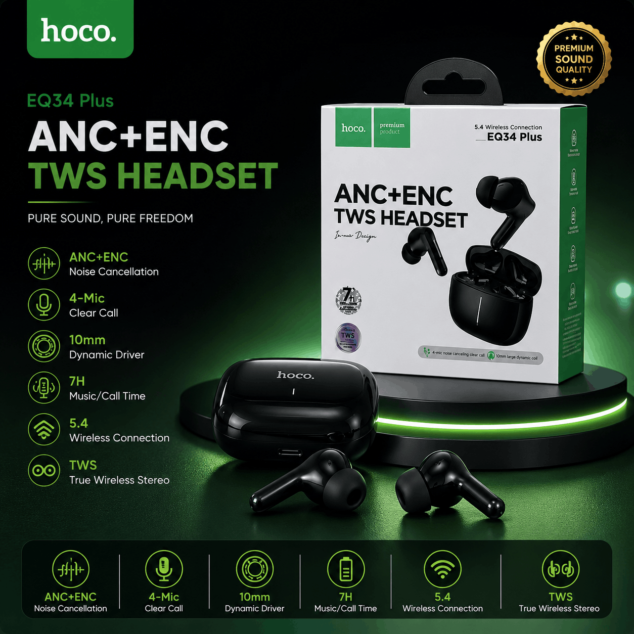 HOCO EQ34 Plus ANC+ENC TWS Headset